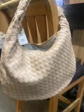 Urban Expressions Cream Woven Hobo Shoulder Bag